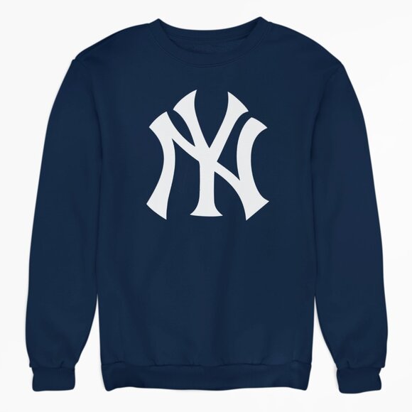 NEW York Yankees Team Color Pop Monogram NY Fleece Long Sleeve Sweatshirt NAVY - Picture 1 of 2